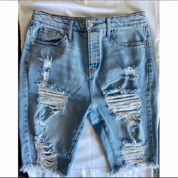wild fable Pants - Ripped Denim Biker Shorts